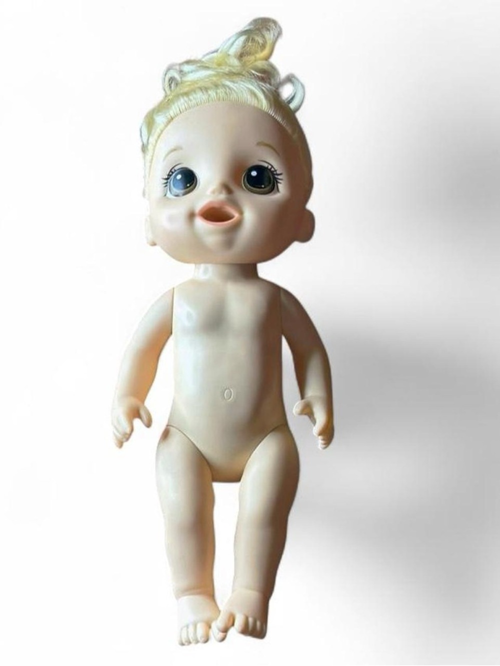 Hasbro Blonde Vinyl Baby Doll with Blue Eyes